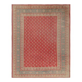 Antique Oushak Rug in Red With Paisley Patterns, From Rug & Kilim For Sale