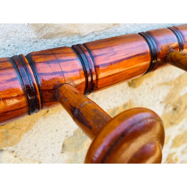 Wood Mid-Century Faux Bamboo Wall Mount Coat Rack, 1930s For Sale - Image 7 of 18