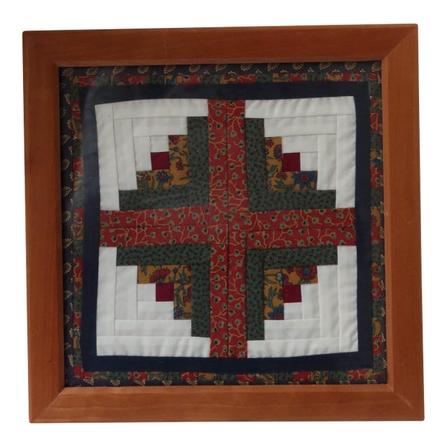 Framed Log Cabin Quilt Square For Sale