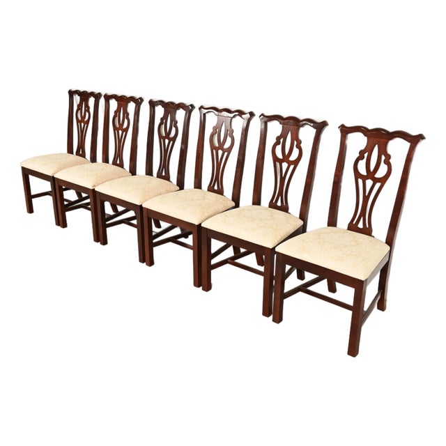 Thomasville Georgian Carved Mahogany Dining Chairs, Set of Six For Sale