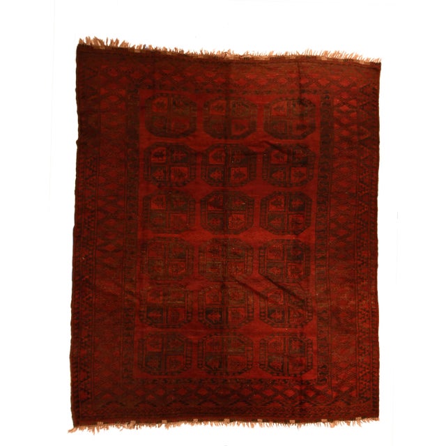 Vintage Afghan Bokara Tribal Rug For Sale - Image 4 of 4