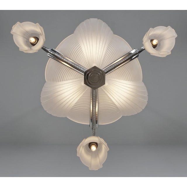 French Art Deco Chandelier by Petitot & Muller Freres 1930 France For Sale - Image 6 of 12