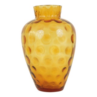 Vintage Italian Amber Glass Vase For Sale