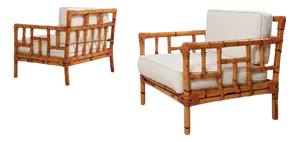 Mid-Century Modern Italian Bamboo Armchairs in the style of Vivai Del Sud, 1970s, Set of 2