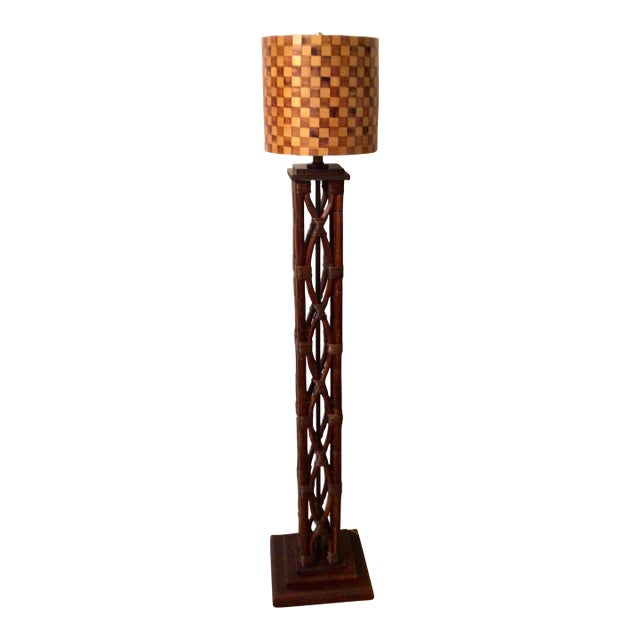 Vintage Twisted Bamboo Floor Lamp For Sale
