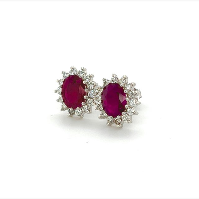 Natural Ruby Diamond Earrings 14k Gold 4.04 TCW Certified For Sale - Image 10 of 11