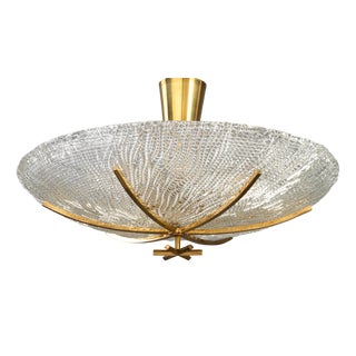 Ceiling Lamp with Structure Glass Shade by J. T. Kalmar for Kalmar Lighting, Vienna, 1950s For Sale
