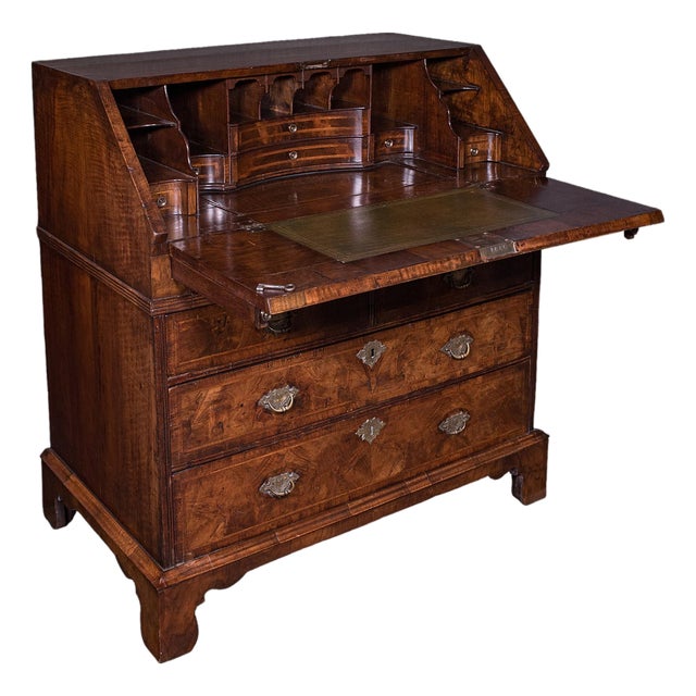 Antique Fall Front Bureau, English, Walnut, Writing Cabinet, Georgian, c.1750 For Sale