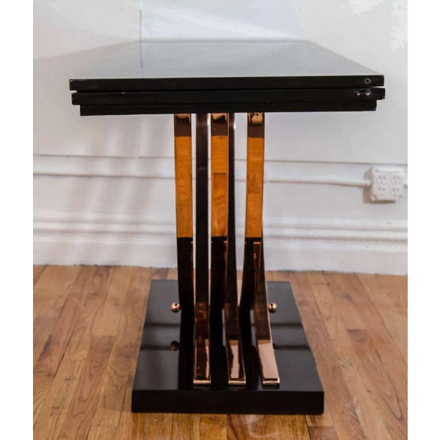 Art Deco Early 20th Century Modernist Art Deco Copper & Black Lacquer Console/Dining Table For Sale - Image 3 of 5