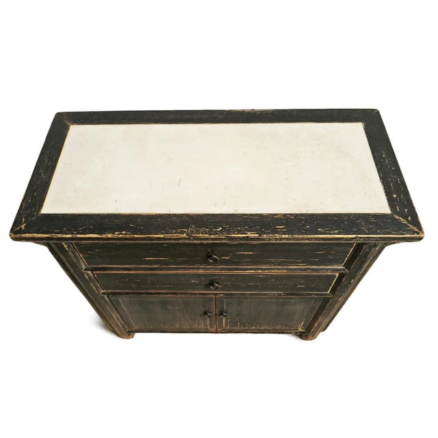 Marble Top Black Rustic Dresser Cabinet For Sale - Image 4 of 8