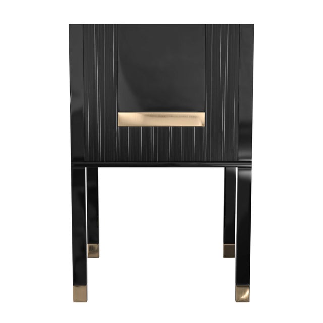 "Candice" Chair With Stainless Steel, Bronze Details and Woven Leather For Sale In Los Angeles - Image 6 of 13