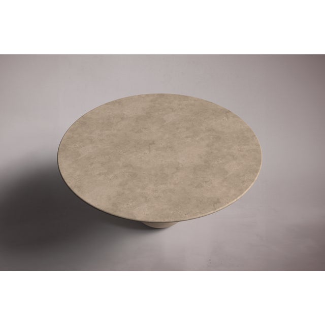 Pearl Travertine Round Dining Table 60" For Sale - Image 4 of 5