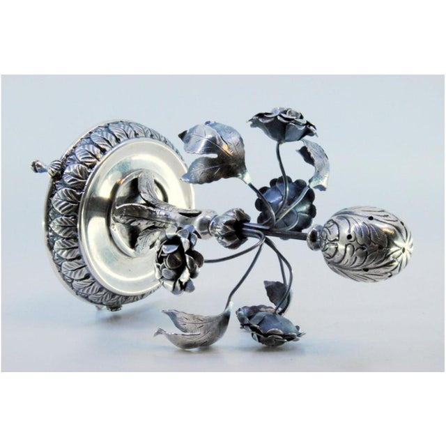 Silver Toothpick Holder with Leaves and Flowers For Sale - Image 6 of 8