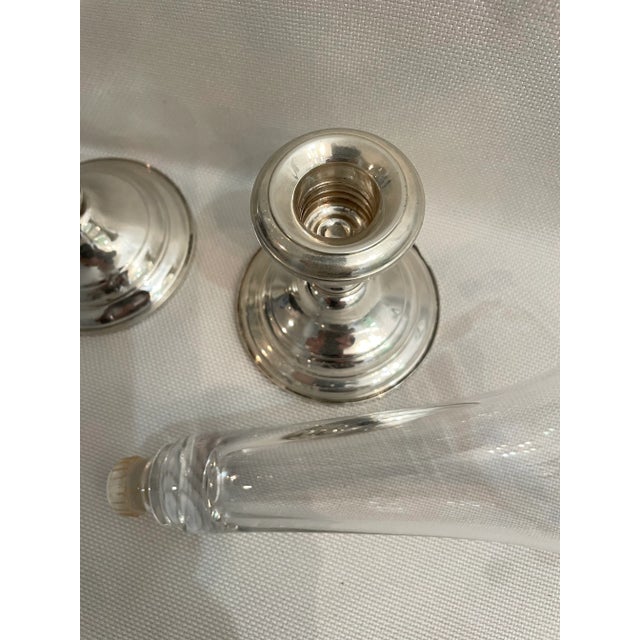 Silver Early 20th Century Frank M Whiting Sterling Silver and Blown Glass Bud Vases - a Pair For Sale - Image 8 of 11