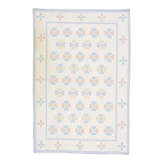 Vintage Kilim Ivory Handmade Wool Rug With a Floral Pattern For Sale