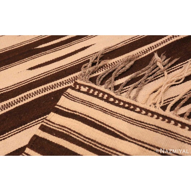 Mid 20th Century Nazmiyal Collection Brown and Cream Vintage Moroccan Kilim Rug For Sale - Image 5 of 5