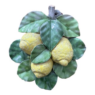 Italian Majolica Trompe L’oeil Lemon Wall Plaque For Sale