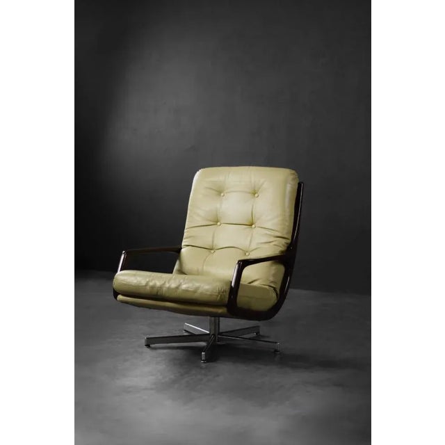 Mid-Century German Modern Leather Swivel Armchair by Eugen Schmidt for Soloform, 1960s For Sale - Image 9 of 18