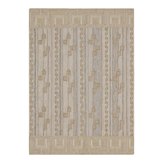 2010s Rug & Kilim’s Scandinavian Style Kilim in Greige & Off White Patterns For Sale