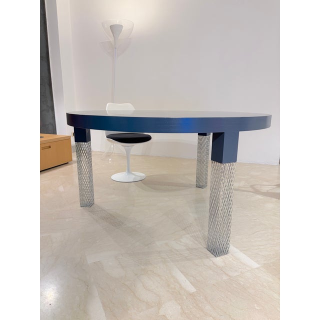 Blue-Stained Wooden Round Table by Cappellini, 2001 For Sale - Image 12 of 13