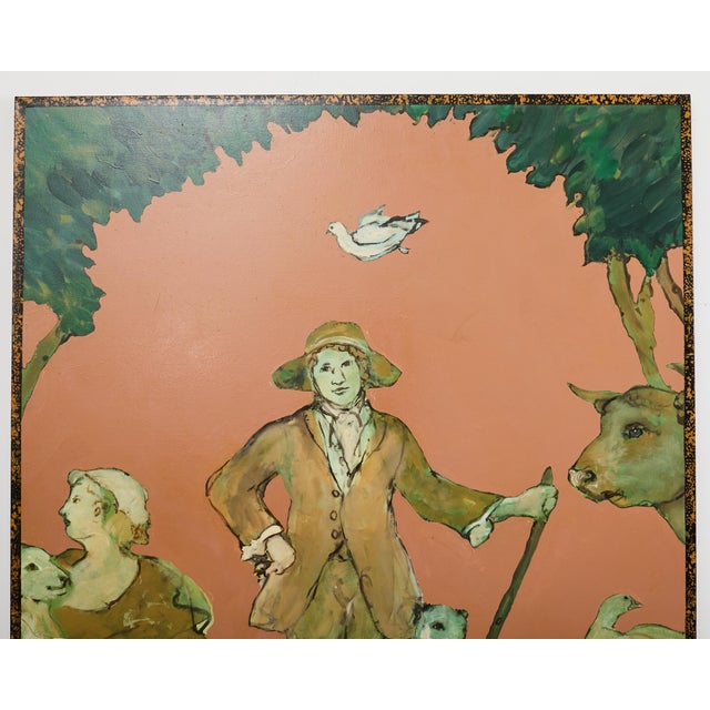 French Provincial Ira Yeager Country French Farmer With Animals 8 Ft. For Sale - Image 3 of 18
