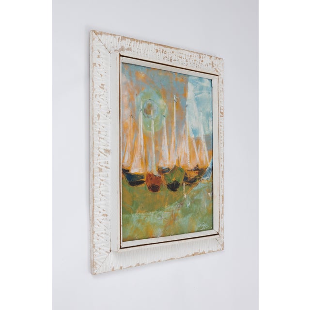 Wood 1960s "La Ratroche" Haitian Giclee Painting Signed Arijac For Sale - Image 7 of 10