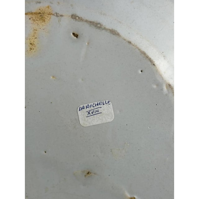 Ceramic French Faience Plate with Polychrome Grapevine Decoration from La Rochelle, 18th Century For Sale - Image 7 of 9