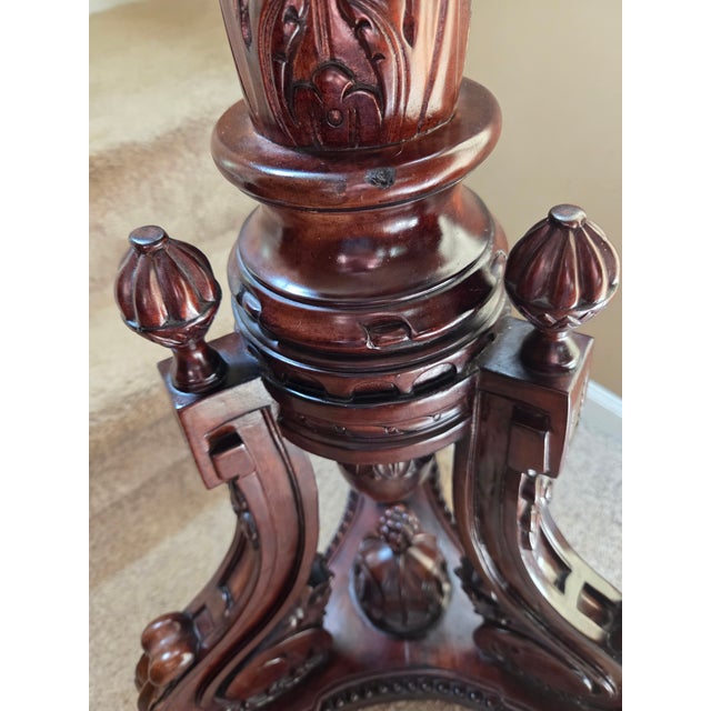 Antique Torchier Carved Mahogany Display Plant Stand - 5 Foot For Sale - Image 12 of 17