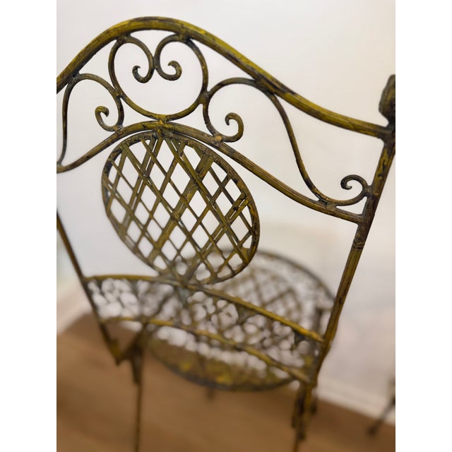 Vintage French Folding Bar Stools in Wrought Iron, 1970s, Set of 2 For Sale - Image 12 of 18