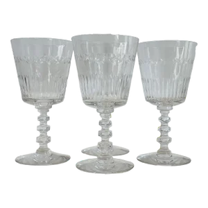1950s Mitre Cut Glass Wine Stems- Set of 4