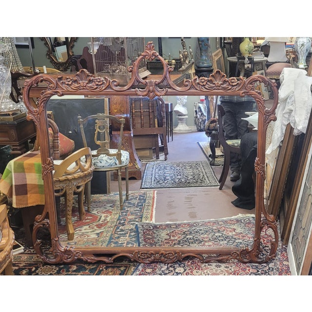 Large 1940s Mahogany Carved Mantel Mirror For Sale - Image 13 of 13