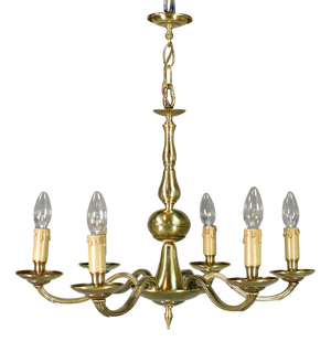 Antique French Louis XVI Style Six Light Bronze Chandelier, 1920s