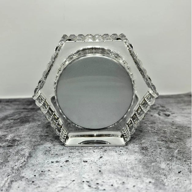 Vintage MCM Staiger Lead Crystal Desk Clock For Sale - Image 4 of 5