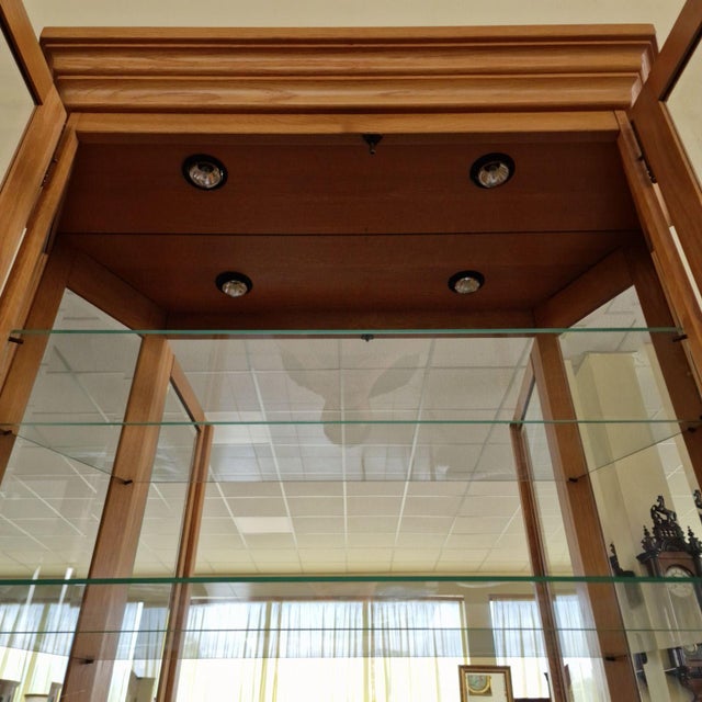 French Oak Display Showcase Cabinet For Sale - Image 6 of 7