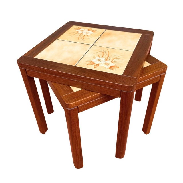 Mid 20th Century Mid 20th Century Danish Teak & Tile Coffee Table Nest For Sale - Image 5 of 9
