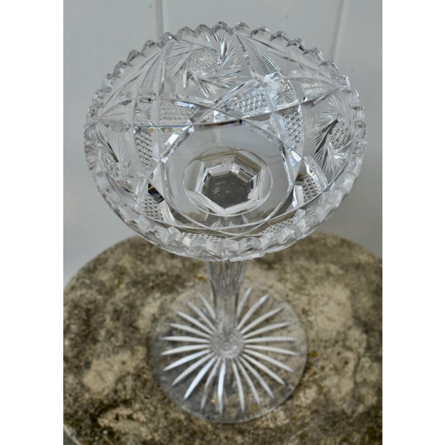 Vintage American Brilliant Cut Glass Tall Compote For Sale - Image 10 of 12