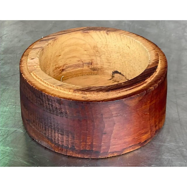 Vintage Boho Round Lidded Wood Box For Sale - Image 9 of 12