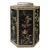 Chinese Black Hexagon Container Flower Birds Embroidery Porcelain Cover For Sale