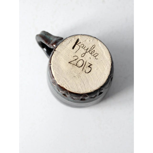 Blue Vintage Studio Pottery Mug For Sale - Image 8 of 9