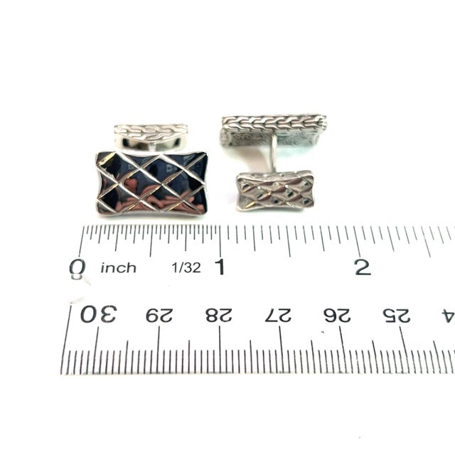 1990s Pair of John Hardy Estate Weave Cufflinks Sterling Silver For Sale In New York - Image 6 of 6