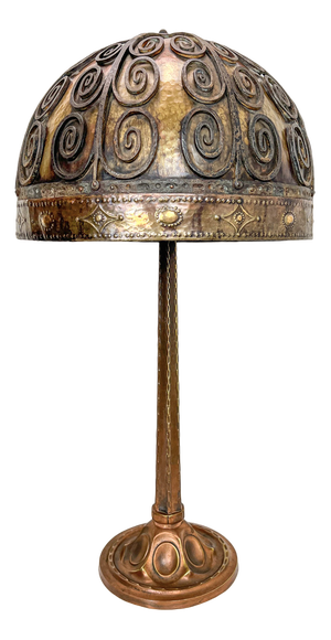 Arts and Craft Brass and Iron Table Lamp in the style of Oscar Bach, 1920s