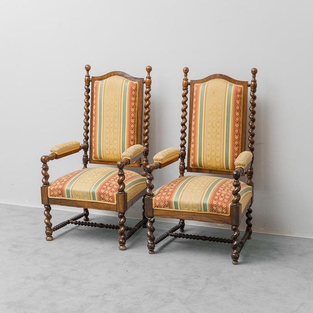 Antique Lounge Chairs in Wood and Fabric, 1890s, Set of 2 For Sale - Image 12 of 12