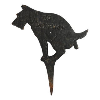 Vintage Heavy Cast Iron Dog Lawn Sign For Sale