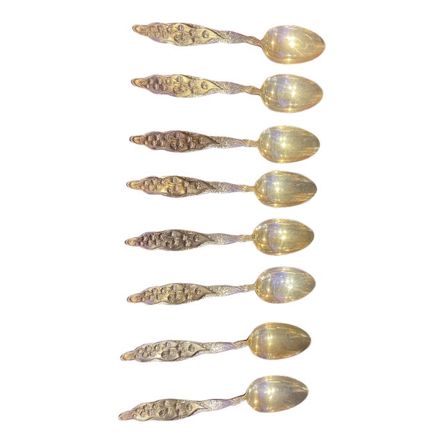 Late 19th Century Sterling Set /8 Spoons in “Lily of the Valley “ Pattern by Whiting Manufacturing For Sale