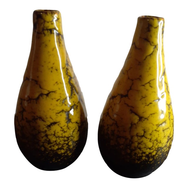 Vintage Roth Fat Lava Glaze Bud Vases- Set of 2 For Sale