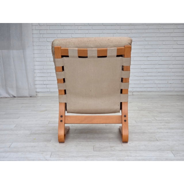 1970s Norwegian Model Kengu Armchair in Beige Furniture Leather from Rybo Rykken & Co, 1970s For Sale - Image 5 of 16