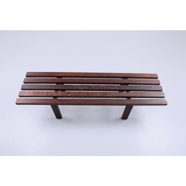 Small Wenge Slatted Bench by Martin Visser for T Spectrum, 1960s For Sale - Image 6 of 18