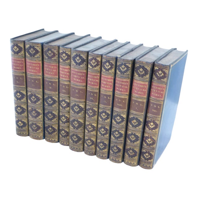 19th Century Leatherbound Volumes of Southey's Works - Set 10 For Sale