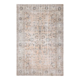 1970s Vintage Turkish Handmade Wool Cotton Beige Area Rug For Sale