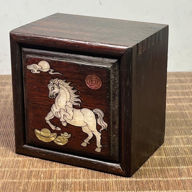 Rosewood Shell-Inlaid Galloping Horse Keepsake Box For Sale - Image 10 of 10
